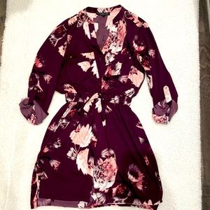 Dynamite Button-Front Mini Dress/Tunic with Tie-Belt - size Small